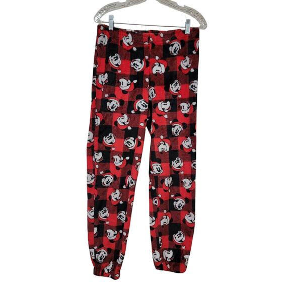 Disney Mickey Mouse Medium Gingham Soft Fleece Pajama Sleepwear Pants Holiday - Picture 1 of 7